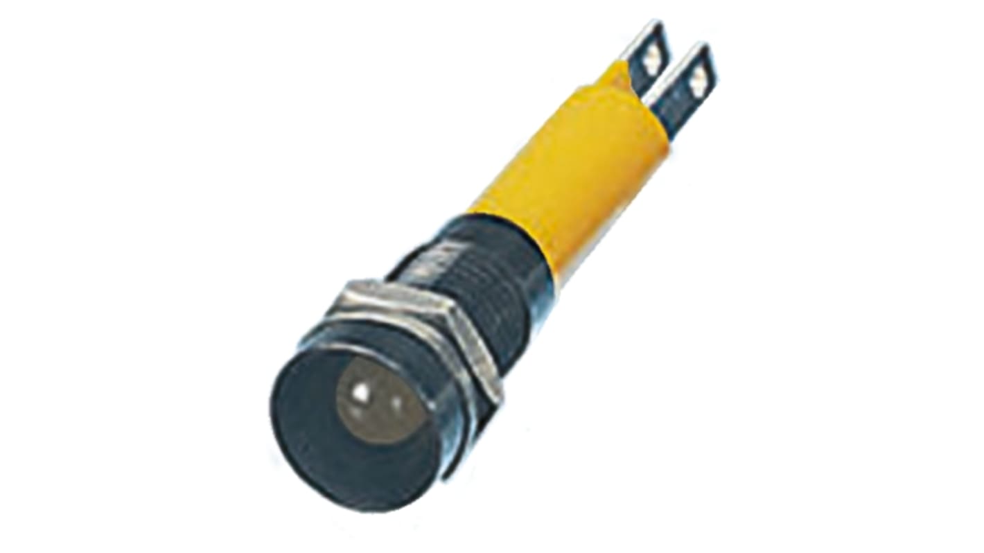 CML Innovative Technologies 黄色LED面板指示灯, 24V, 18mA, Φ8mm安装孔, 焊片端接, 凹入式边框, 黑色边框, IP67