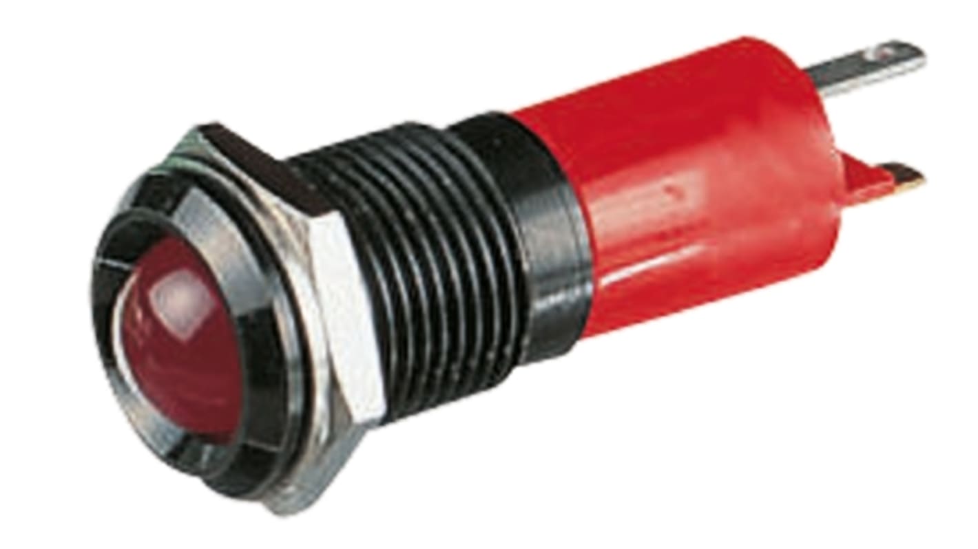 CML Innovative Technologies 红色LED面板指示灯, 12V, Φ14mm安装孔, 凸型边框, 黑色边框