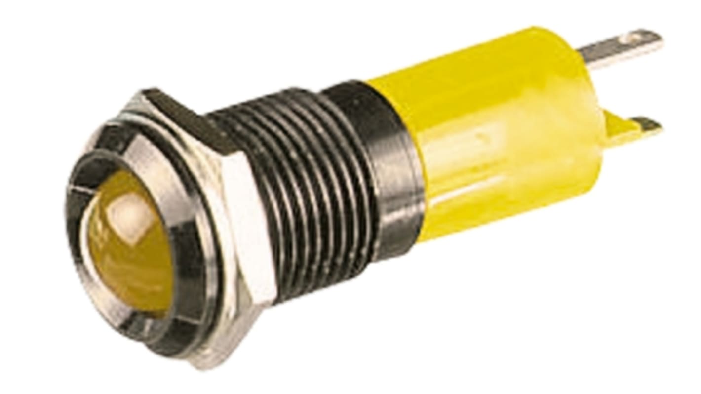 CML Innovative Technologies Yellow Panel Mount Indicator, 24V, 14mm Mounting Hole Size, Solder Tab Termination, IP67