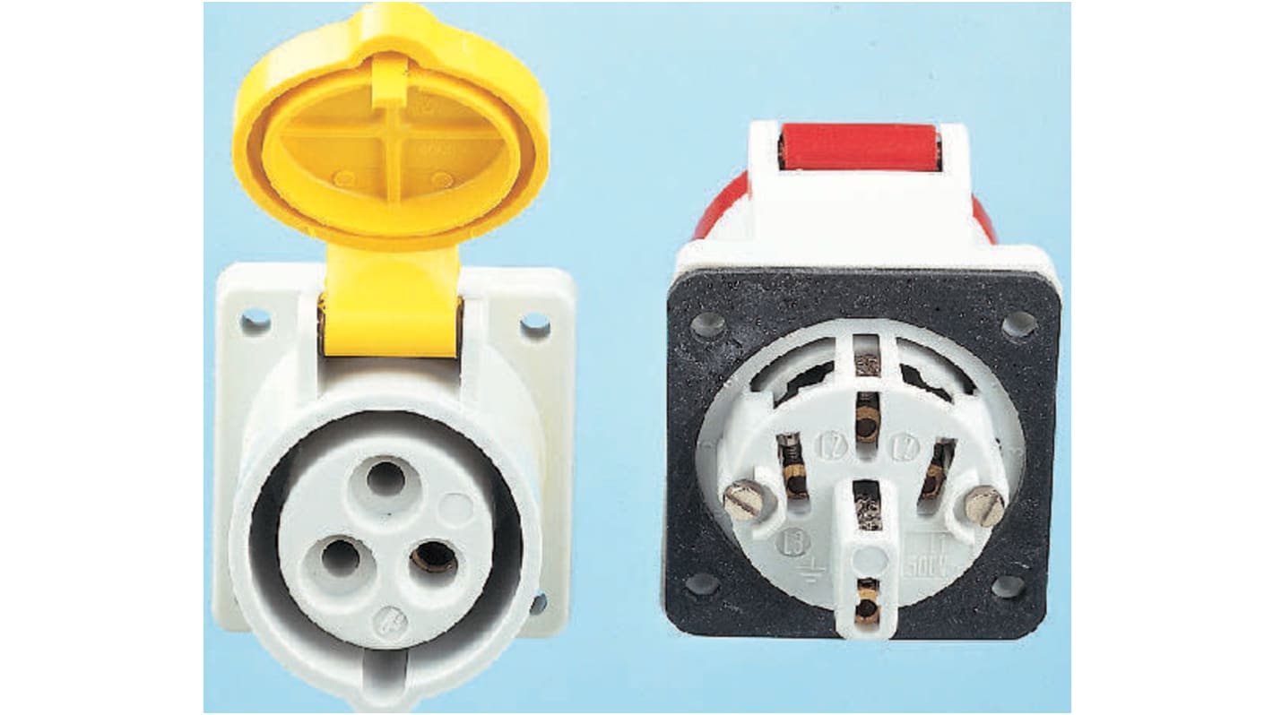 MENNEKES IP44 Red Panel Mount 3P + N + E Industrial Power Socket, Rated At 16A, 400 V