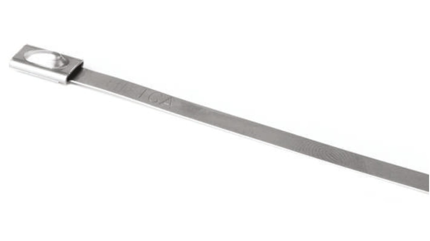 HellermannTyton Cable Tie, Roller Ball, 838mm x 7.9 mm, Metallic 304 Stainless Steel, Pk-50