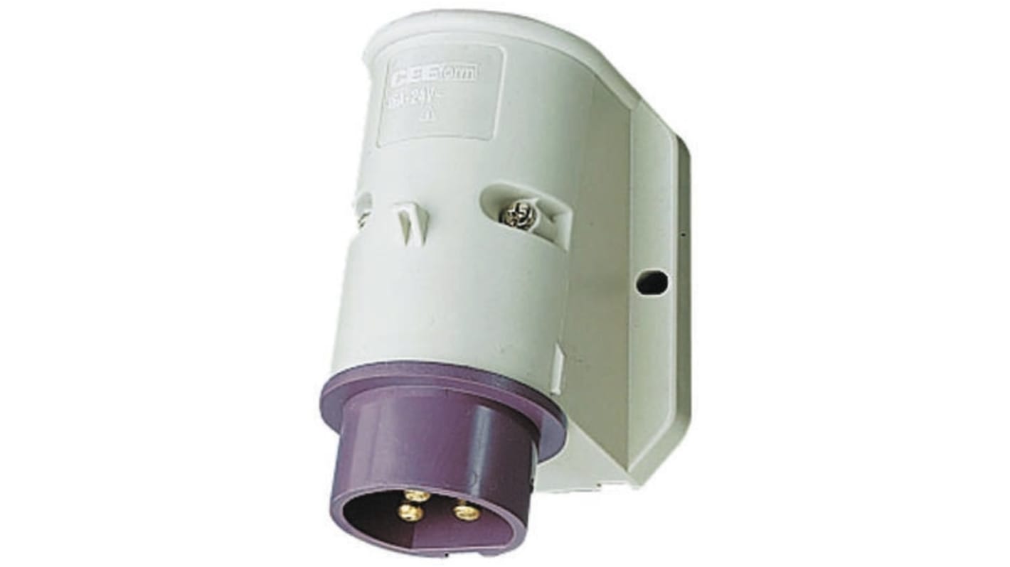 MENNEKES IP44 Purple Wall Mount 3P Right Angle Industrial Power Socket, Rated At 16A, 20 → 25 V