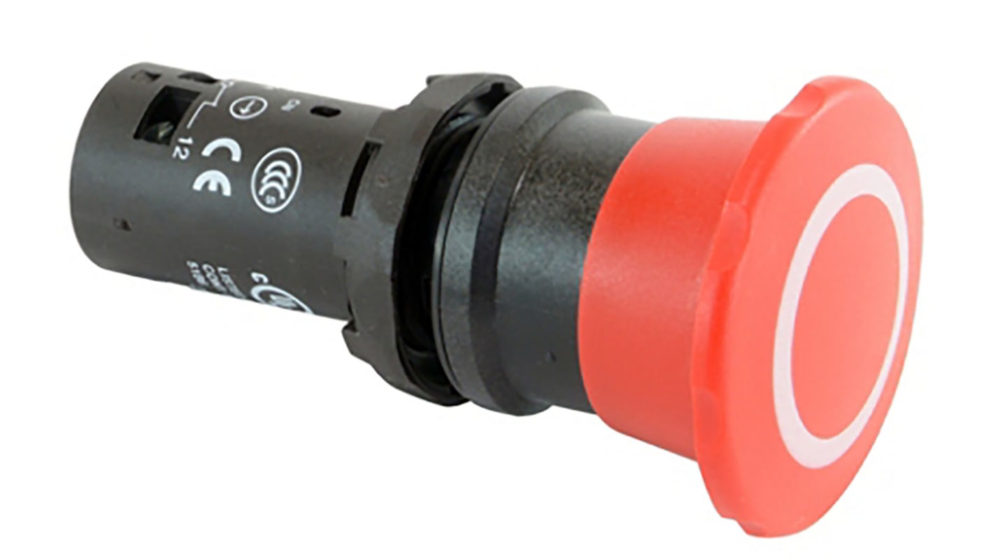 ABB Φ22.5mm急停按钮, 面板安装, 单刀双掷触点, 300 V ac, 300V 直流, IP66, IP67, IP69K, 拉出释放, 红色
