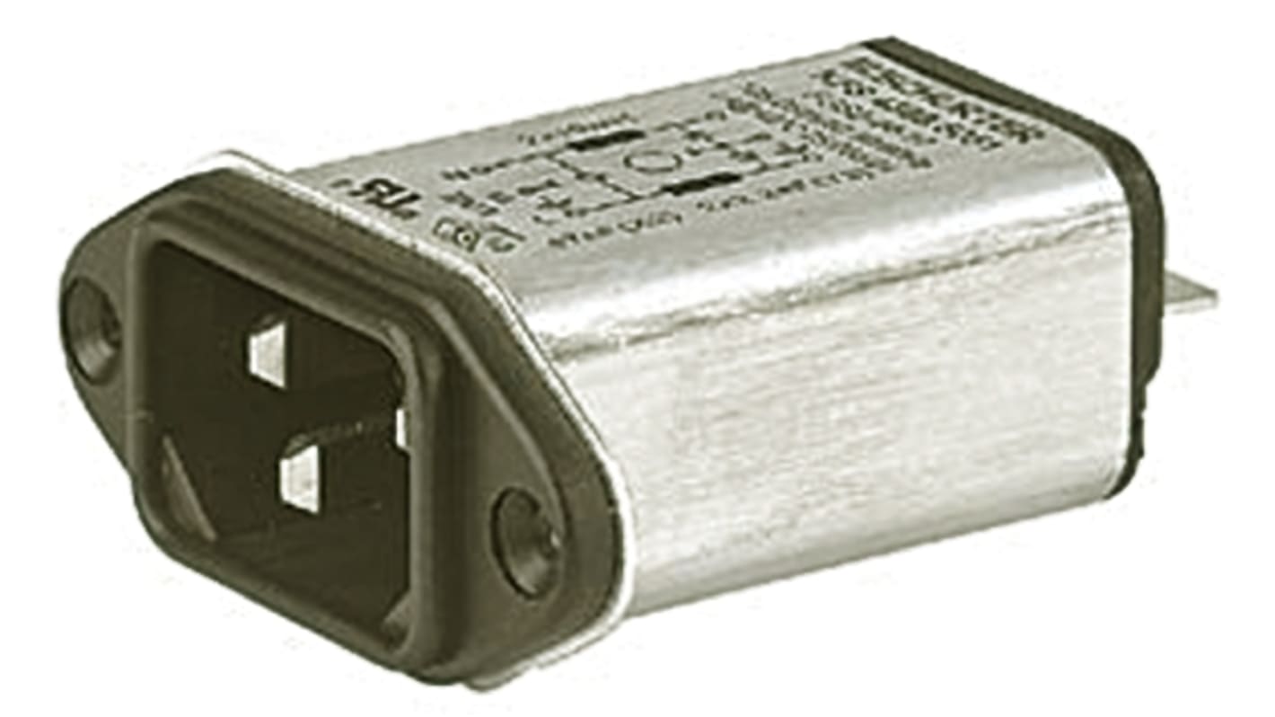 Schurter IEC規格 C14 IECフィルタ, 1A 250 V ac, Noneヒューズ なし パネルマウント