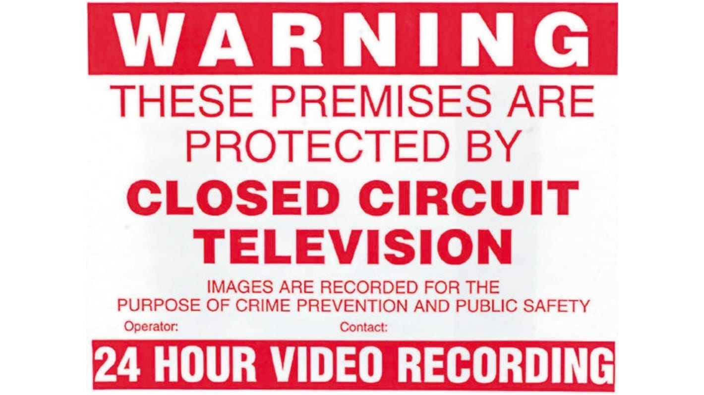 Sure24 Red PVC CCTV Sign, Warning Closed Circuit Television, English, CCTV, 400 mm x 600mm