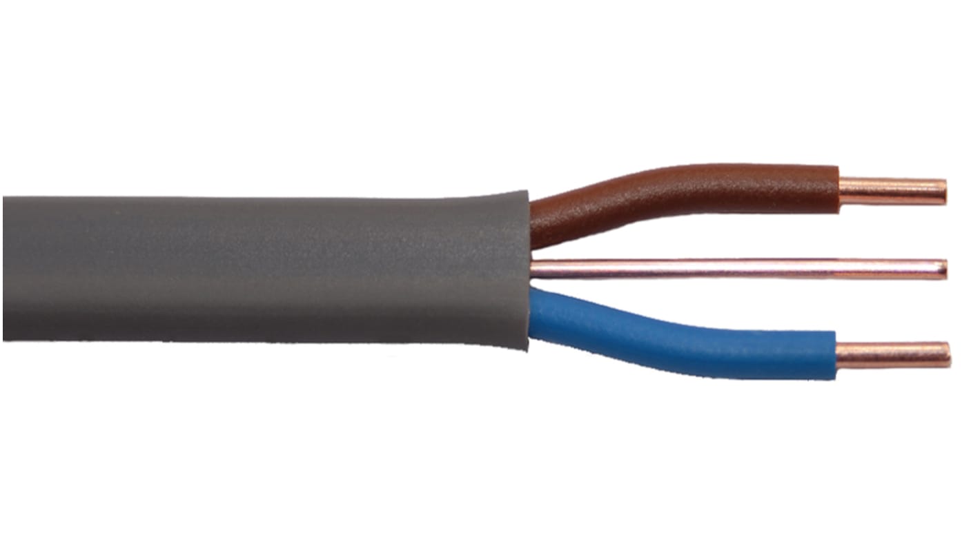 Prysmian, Twin & Earth, 100m 2+E Core, Grey PVC Power Cable +70°C