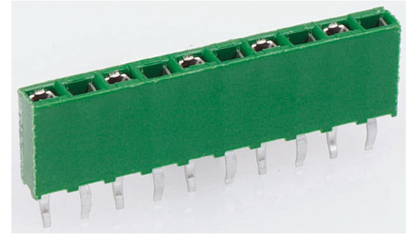 TE Connectivity AMPMODU HV100 Series Straight Through Hole Mount PCB Socket, 4-Contact, 1-Row, 2.54mm Pitch, Solder