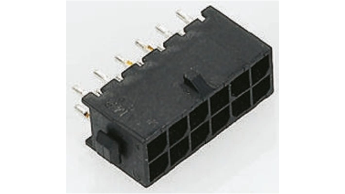 TE Connectivity 24p双排排针 直向线对板连接器, 3.0mm间距, 5.0A, 250.0 V, THT安装, Micro MATE-N-LOK系列
