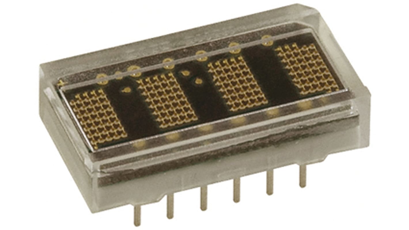 HCMS-3967 Broadcom 4 Digit Dot Matrix LED Display, 7 x 5 Dot Matrix Green 1 mcd 4.6mm