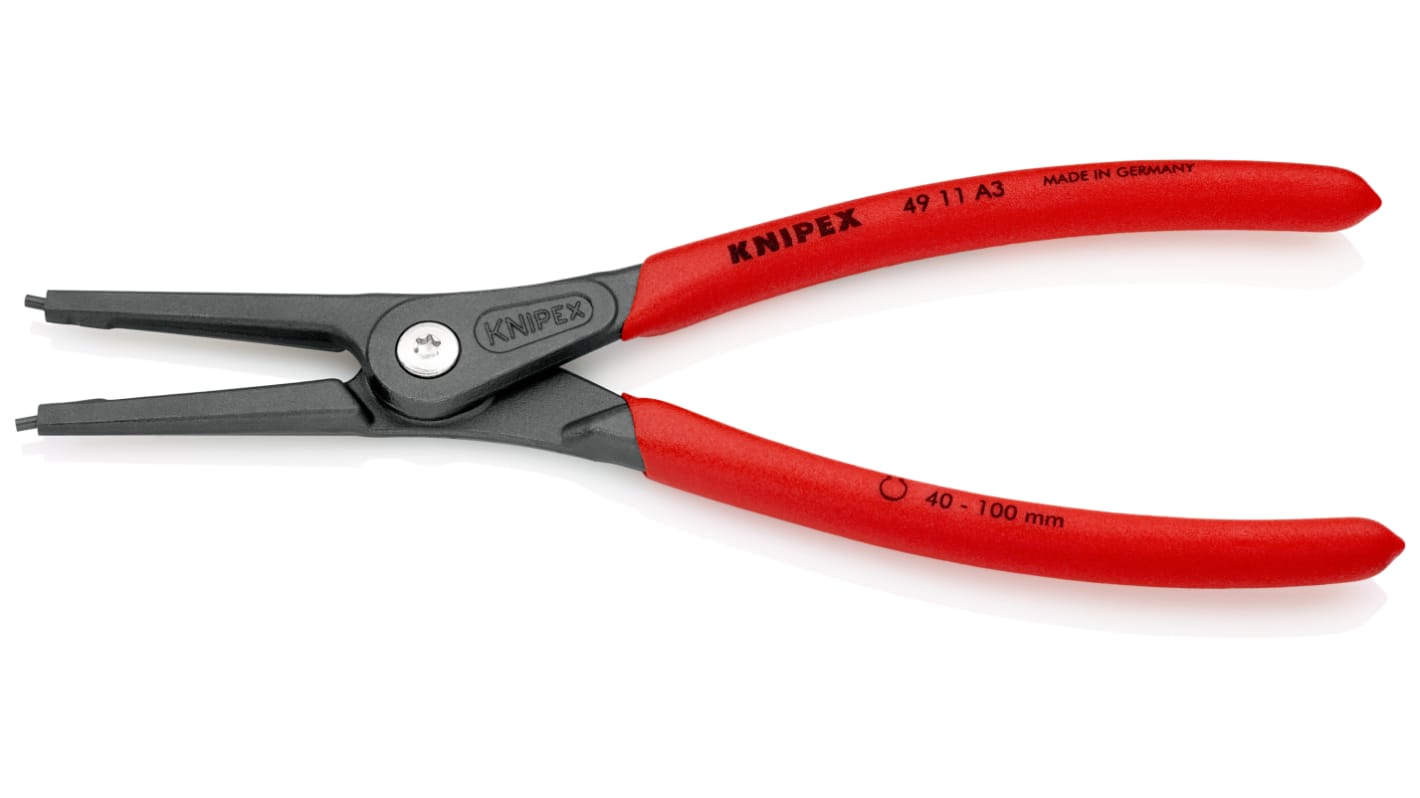 Knipex Circlip Pliers, 225 mm Overall, Straight Tip