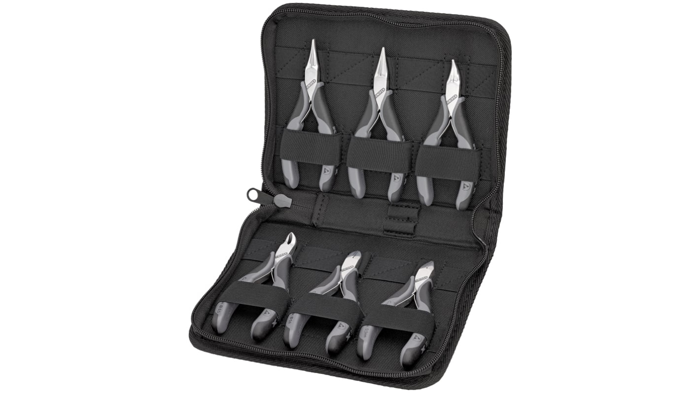 Knipex Zangensatz 6 Stk. 250 mm Kombizange, Seitenschneider Halbrundzange, Spitzzange, Rundzange