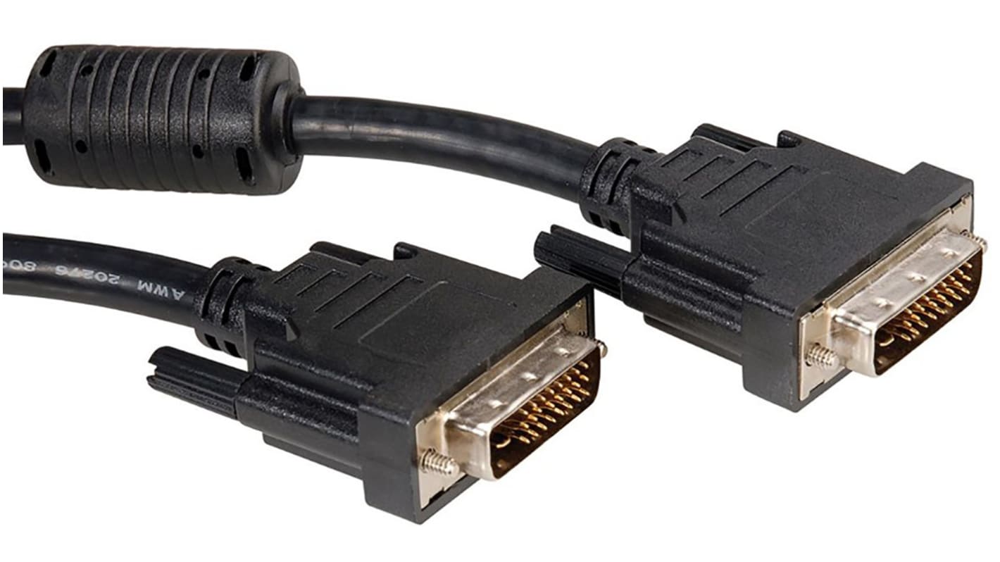 Roline, Male DVI-D Dual Link to Male DVI-D Dual Link Cable, 2mBlack sheath