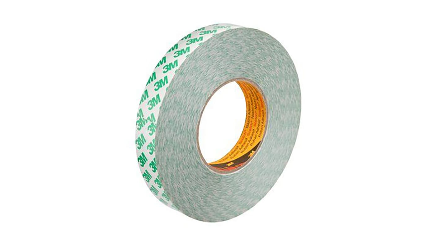 3M 9087 White Double Sided Plastic Tape, 0.26mm Thick, 5.2 N/cm, PVC Backing, 25mm x 50m