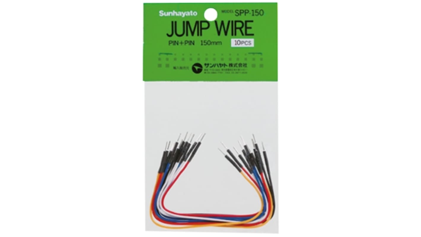 SPP-150, 150mm Insulated Tinned Copper Breadboard Jumper Wire in Black, Blue, Red, White, Yellow