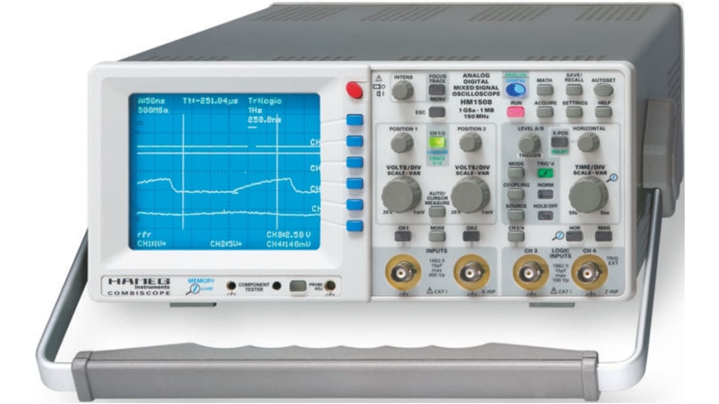 Oscilloscope signal mixte Hameg, 150MHz, 2 voies numériques, 2 voies analogiques