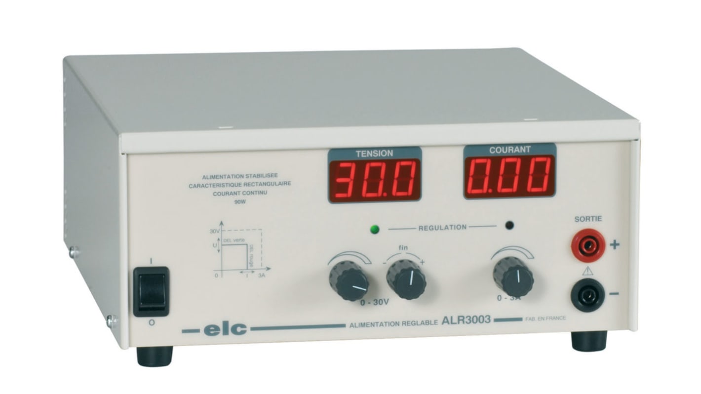 Alimentatore da banco ELC ALR3003, 1 uscita, 0 → 30V, 0 → 3A, 90W