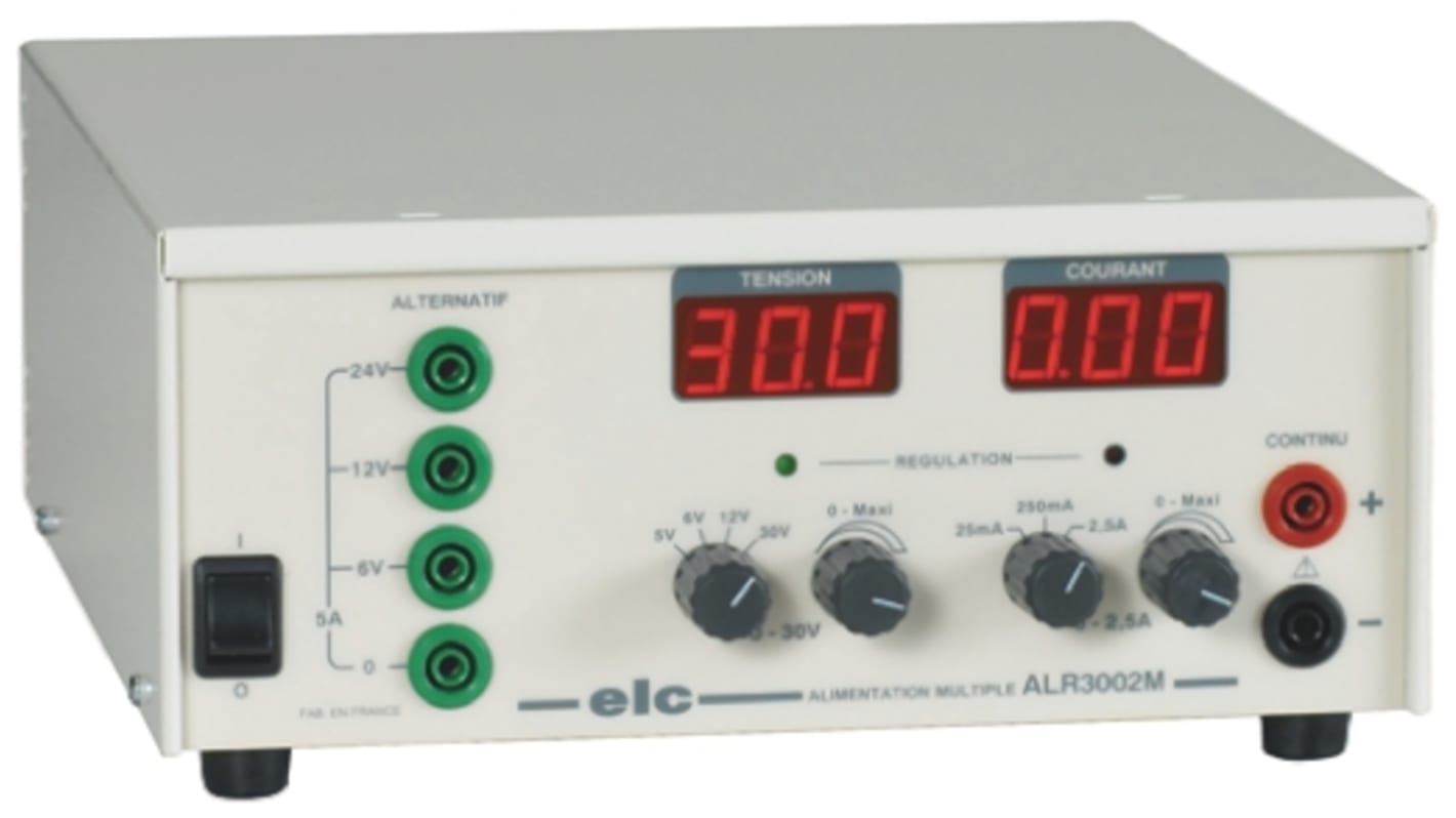 Alimentatore da banco ELC ALR3002M, 3 uscite, 0 → 5V , 0 → 6V , 0 → 12 V , 0 → 30 V DC and