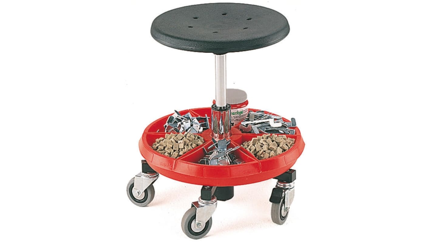 Bott PUR Mobile Stool 0.36 → 0.475m Platform Height, Black, Red