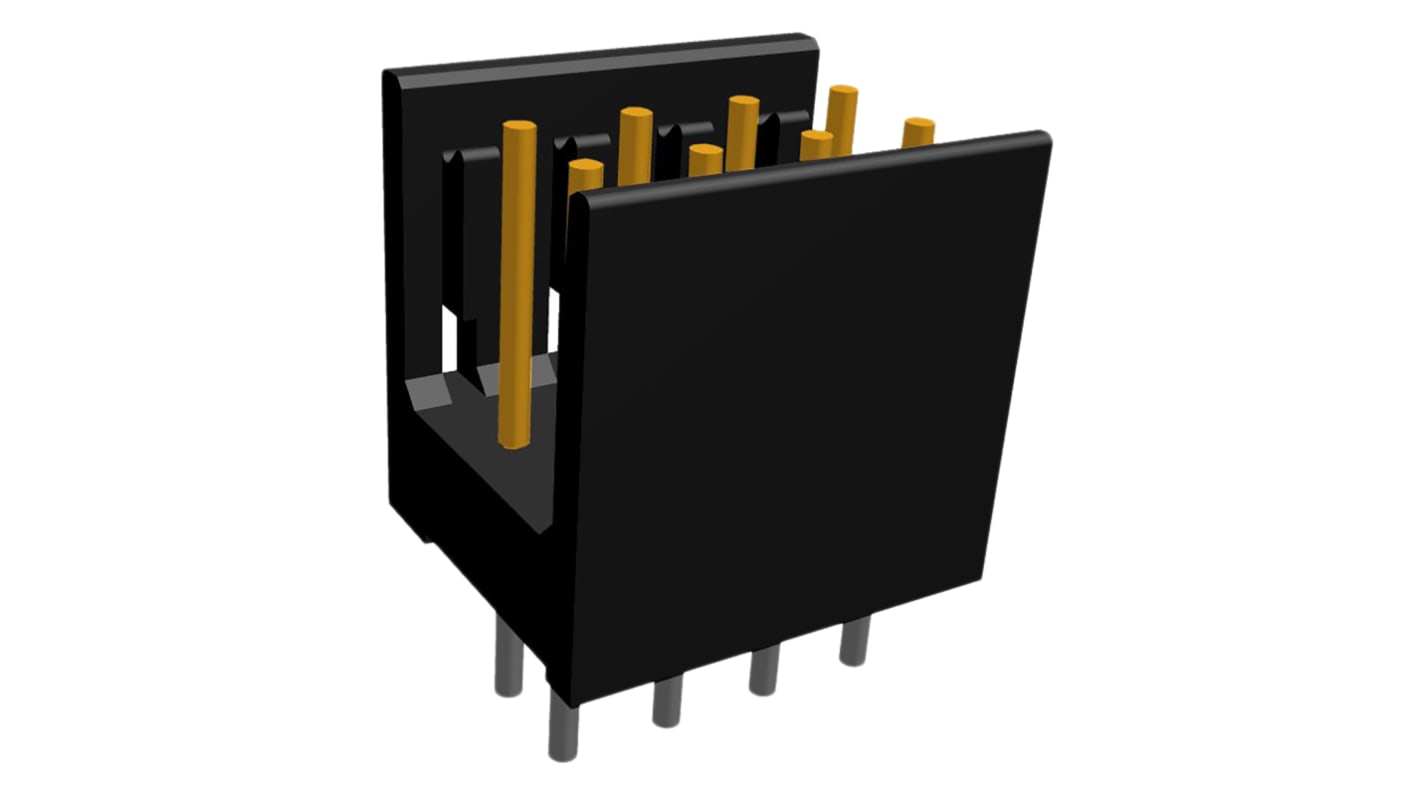 TE Connectivity AMPMODU MOD II Series Straight Through Hole PCB Header, 8 Contact(s), 2.54mm Pitch, 2 Row(s), Shrouded