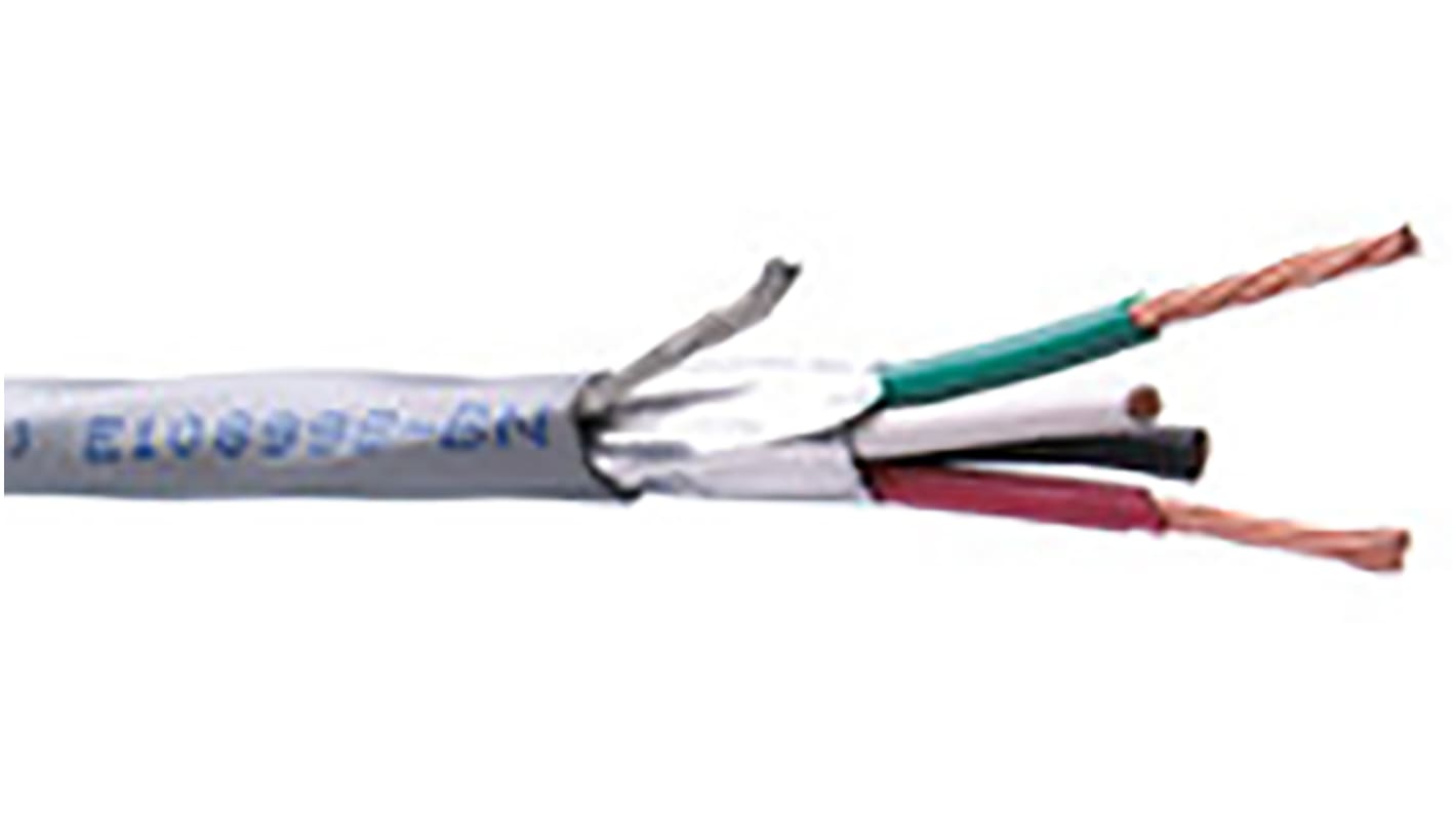 Belden 4302FE Control Cable, 4 Cores, 0.82 mm², Screened, 100m, Grey LSZH Sheath, 18 AWG