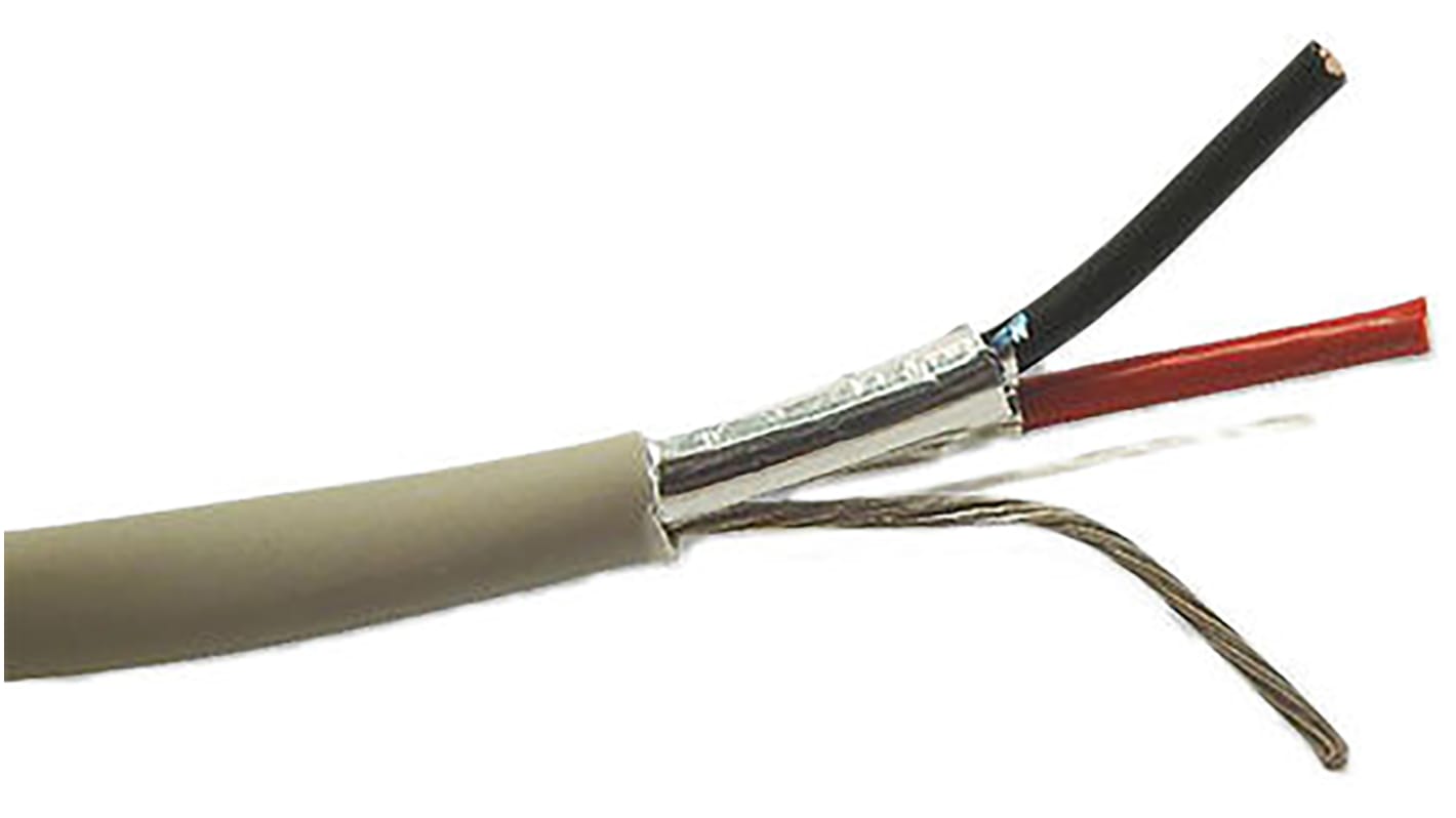 Belden 4500FE Control Cable, 2 Cores, 0.33 mm², Screened, 100m, Grey Flame Retardant Non-Corrosive (FRNC) Sheath, 22 AWG