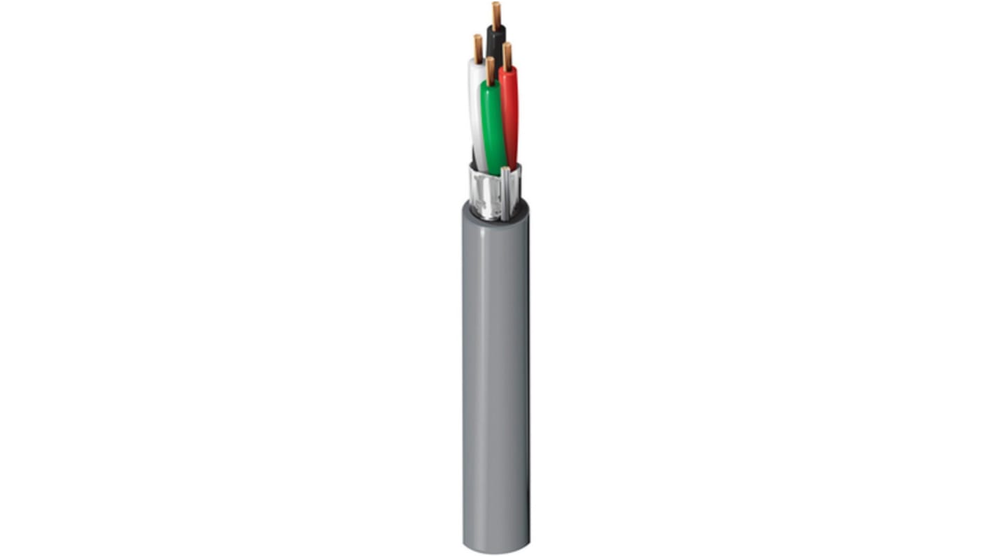 Cable de control apantallado Belden 5502FE de 4 núcleos, 0,33 mm², Ø ext. 3.53mm, long. 152m, 300 V, 2,2 A, funda de PVC