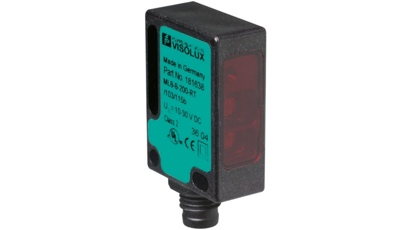 Rs-Online Sensore fotoelettrico Rettangolare Pepperl + Fuchs a diffusione rilevamento 20 mm → 200 mm uscita NPN