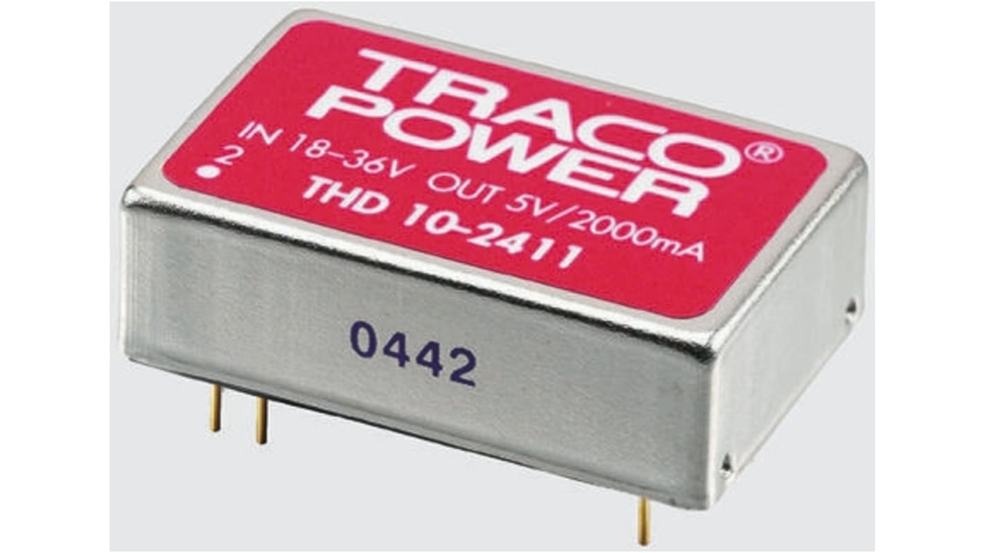 TRACOPOWER THD 10 DC/DC-Wandler 10W 48 V dc IN, 12V dc OUT / 830mA Durchsteckmontage 1.5kV dc isoliert