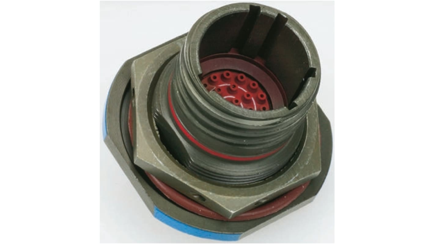 Amphenol Limited, TV, Copper Alloy 6 Way Panel Mount MIL Spec Circular Connector ReceptacleGreen, Pin Contacts,Shell