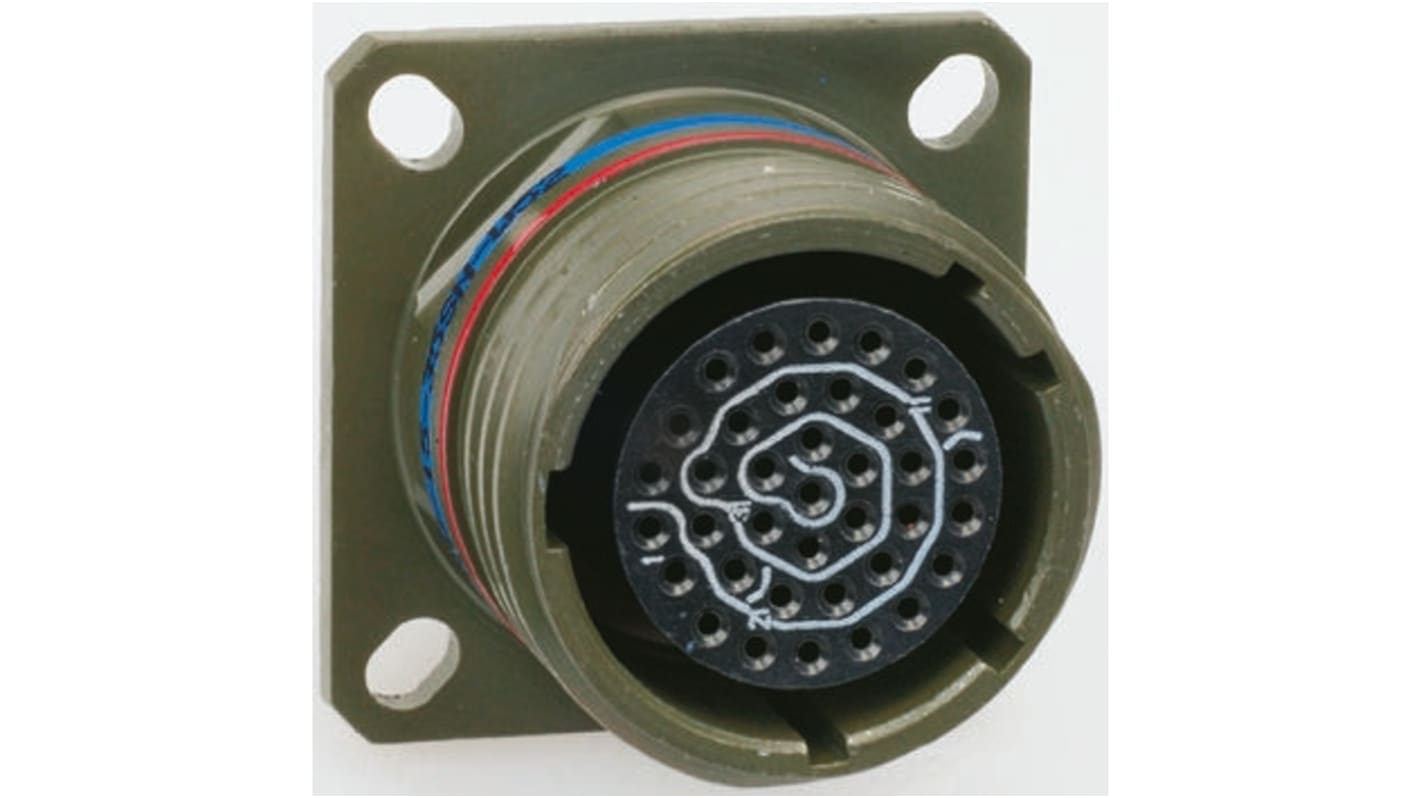 Amphenol Limited, TV, Copper Alloy 6 Way Wall Mount MIL Spec Circular Connector ReceptacleGreen, Pin Contacts,Shell