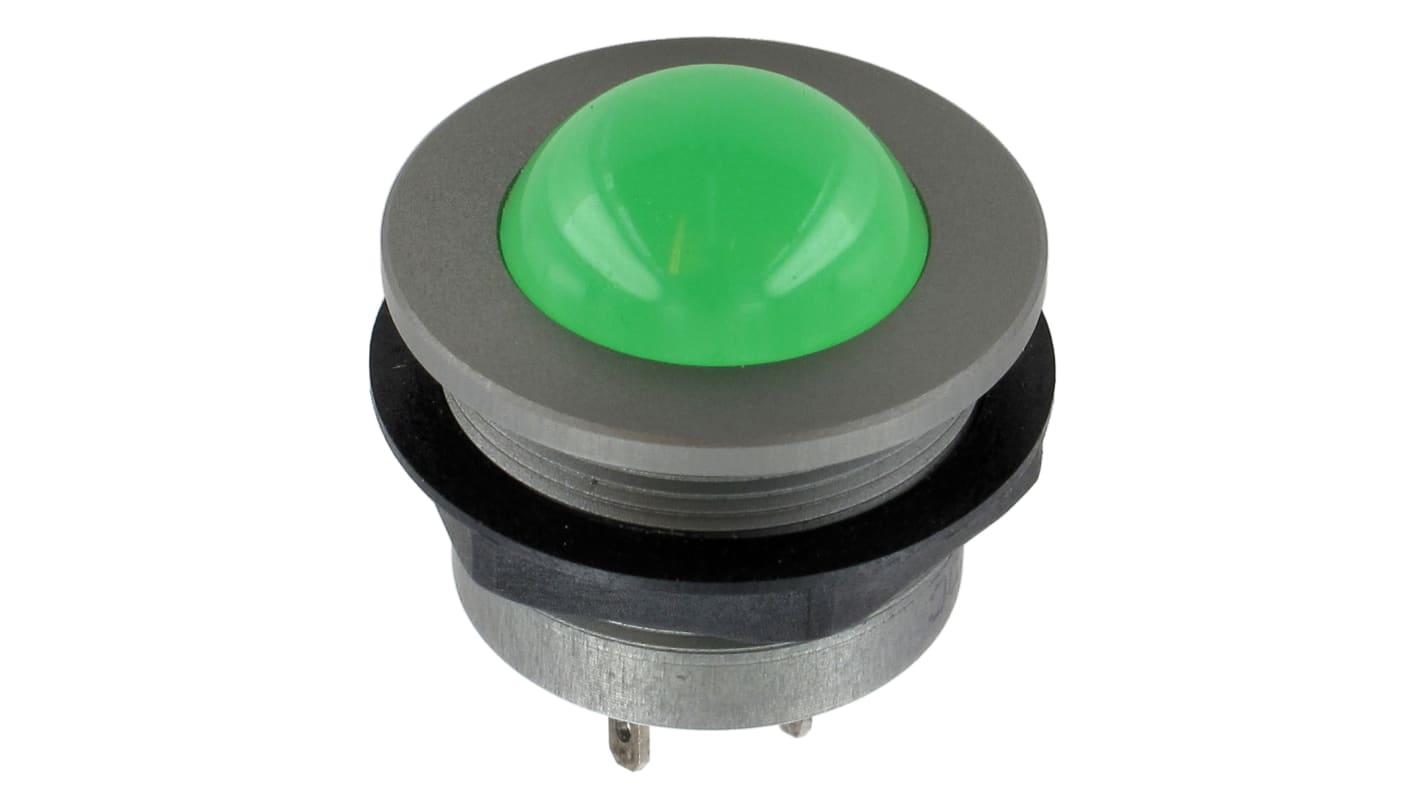 Sloan Green Indicator, 12V dc, 25mm Mounting Hole Size, Solder Tab Termination, IP67