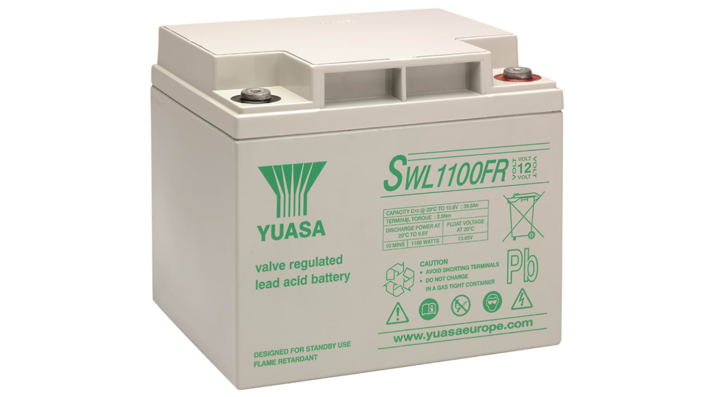 Yuasa SWL1100-12FR, 12V Forseglet blysyrebatteri, AGM Type, 39.6Ah