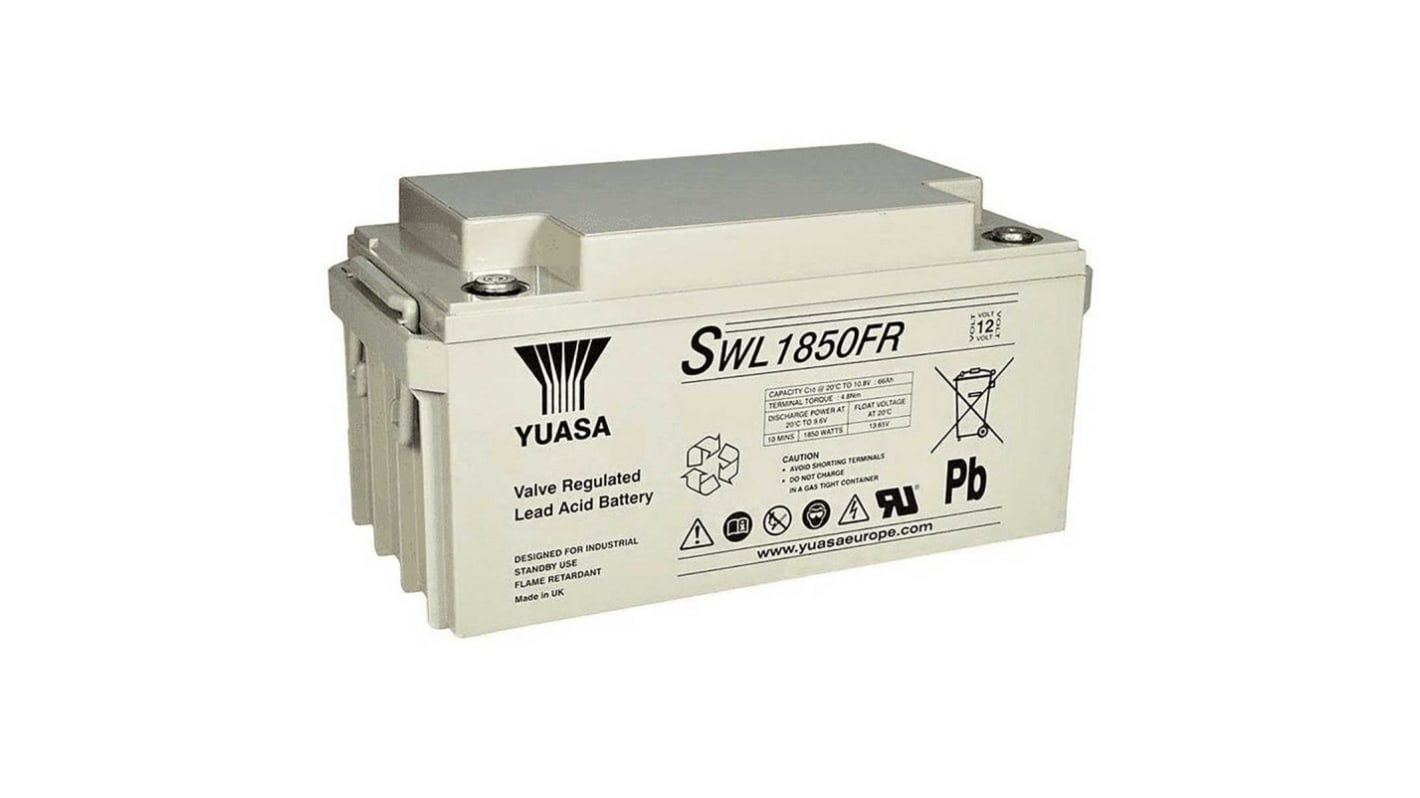 Yuasa SWL1850-12FR, 12V Forseglet blysyrebatteri, AGM Type, 66Ah