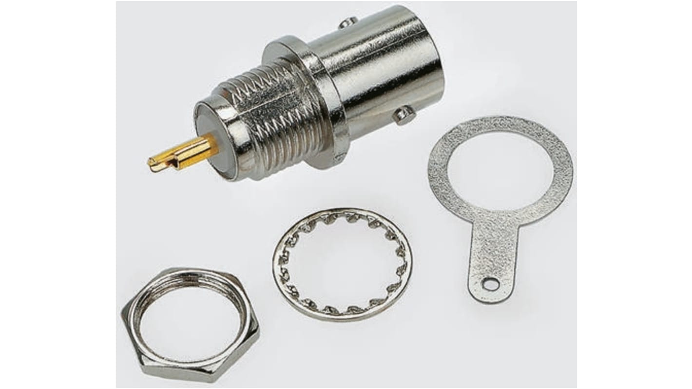 TE Connectivity Greenpar Series, Jack Panel Mount BNC Connector, 50Ω, Solder Termination, Straight Body