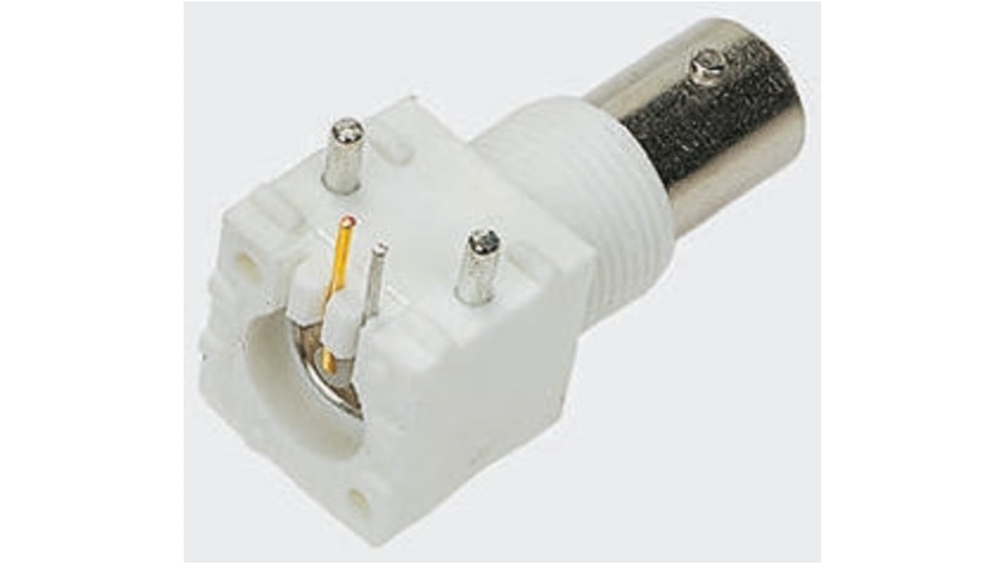 TE Connectivity ZDC Series, Jack PCB Mount BNC Connector, 75Ω, Through Hole Termination, Right Angle Body