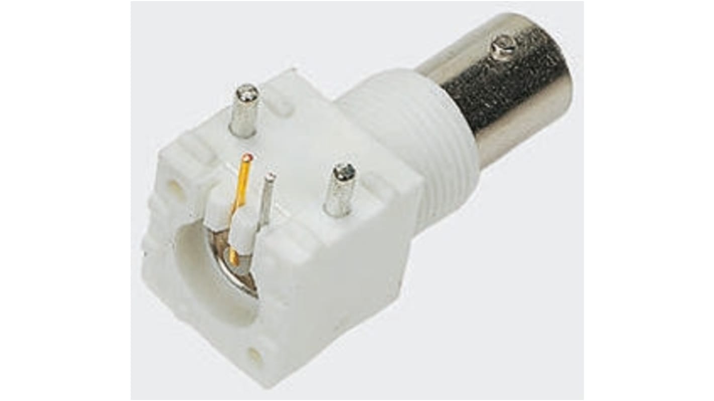 TE Connectivity ZDC Series, jack PCB Mount BNC Connector, 75Ω, Through Hole Termination, Right Angle Body