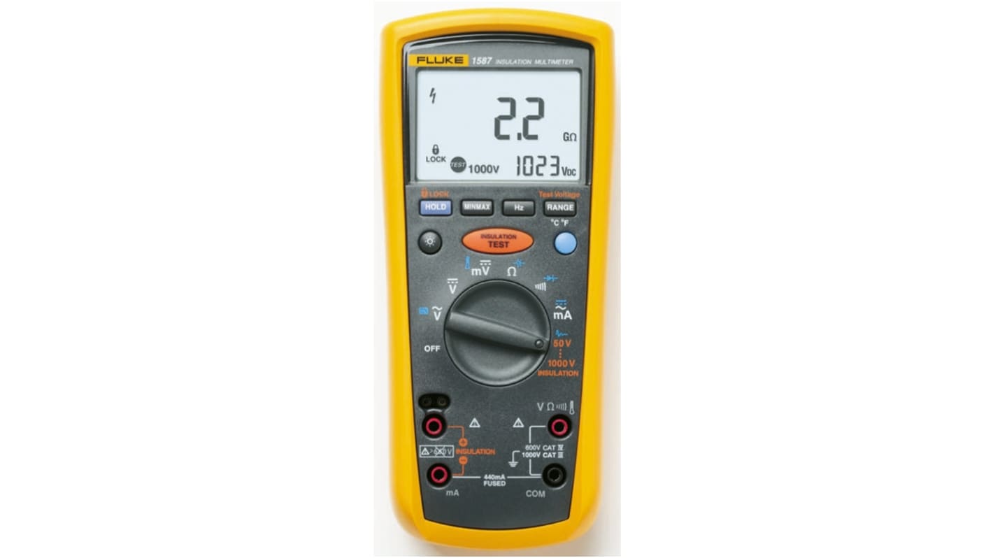 Fluke 1587 Insulation Resistance Tester, 50V Min, 1000V Max, 2GΩ Max, CAT III 1000 V, CAT IV 600 V - RS Calibration