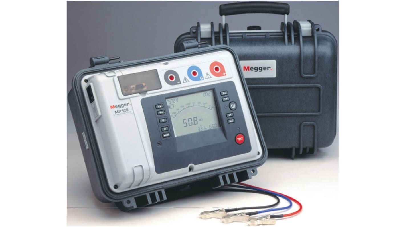 Megger MIT520/2 Insulation Resistance Tester, 50V Min, 5kV Max, 10TΩ Max, CAT IV 600 V - RS Calibration