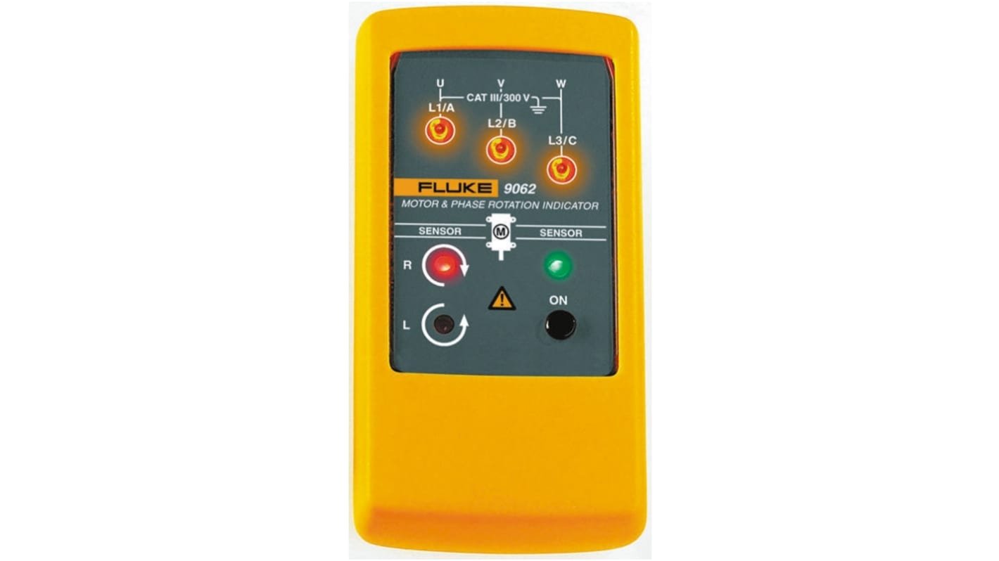 Tester di rotazione di fase Fluke 9062, LED, CAT III 300V, 400Hz max, Certificazione RS
