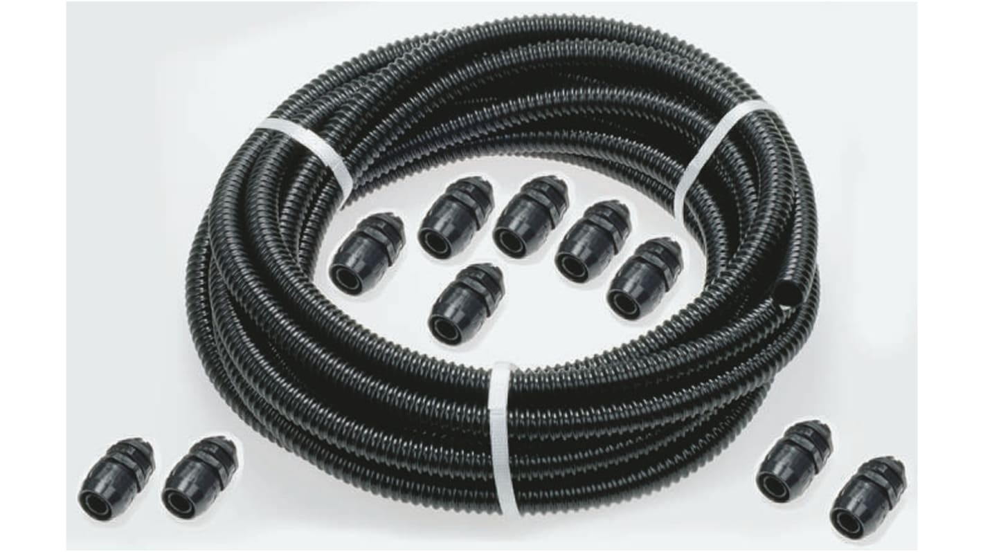 RS PRO Flexible Contractor Pack Conduit, 20mm Nominal Diameter, PVC, Black