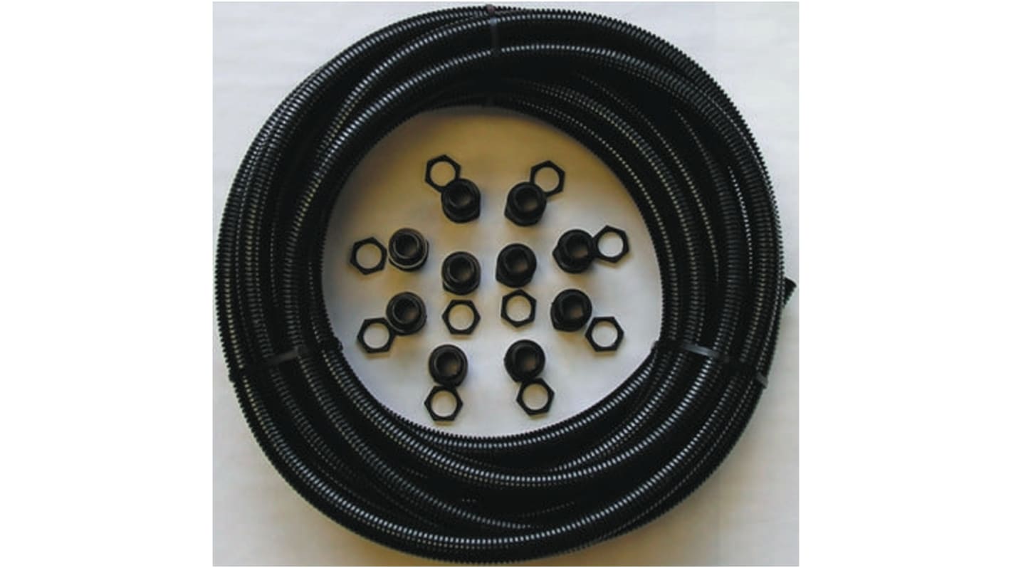 Conducto corrugado flexible RS PRO de Plástico Negro, long. 10m, IP66