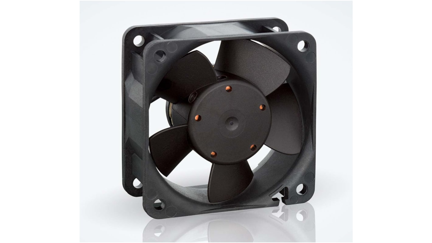 ebm-papst 600 N Series Axial Fan, 24 V dc, DC Operation, 43m³/h, 2.1W, 87mA Max, IP68, 60 x 60 x 25mm