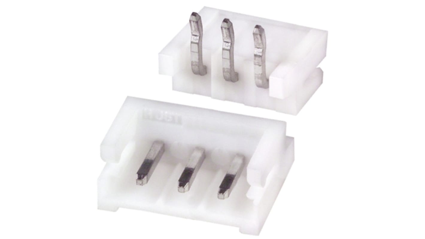 JST 3p单排排针 直角线对板连接器, 2.5mm间距, 3.0A, 250.0 V, THT安装, EH系列