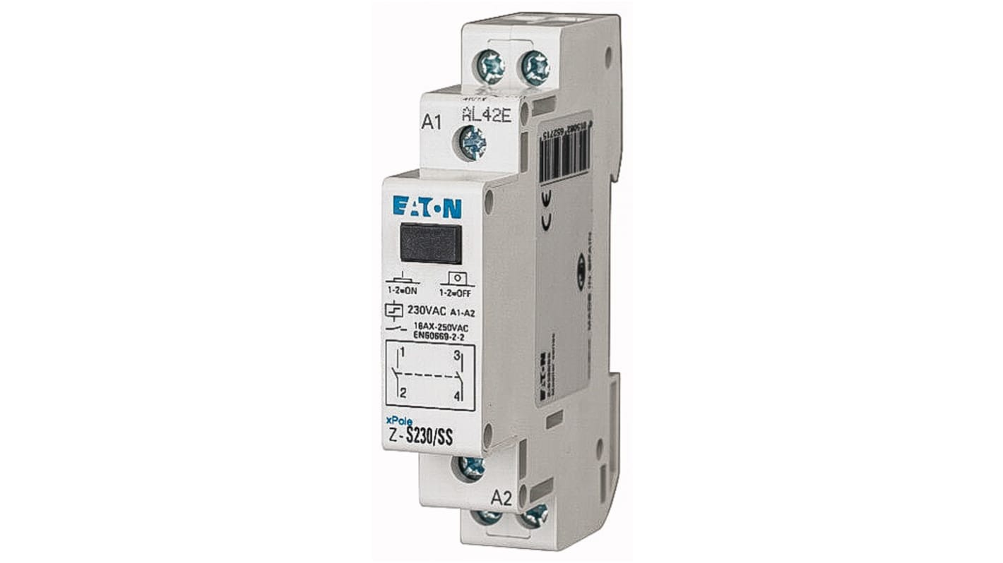 Eaton DIN Rail Power Relay, 230V ac Coil, 16A Switching Current, SPST