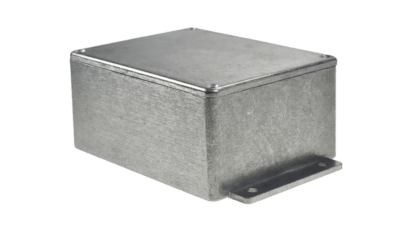 RS PRO Silver Die Cast Aluminium Enclosure, IP66, Flanged, Silver Lid, 139.8 x 89.7 x 55.2mm