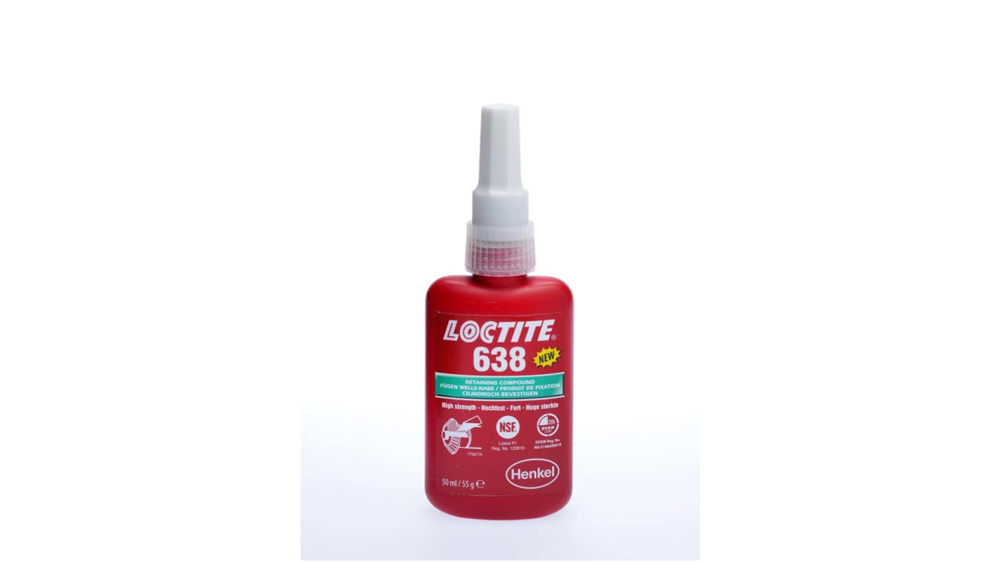 Loctite 638 Fügeklebstoff hochfest Flüssig Grün, Flasche 50 ml, –55 → +150 °C