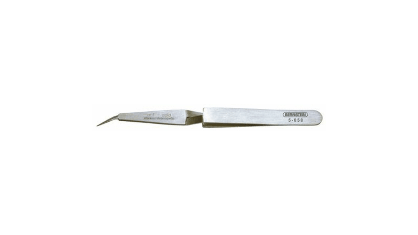 Bernstein Edelstahl Pinzette, 120 mm Geknickt, Spitze , Spitze Spitz Antimagnetisch