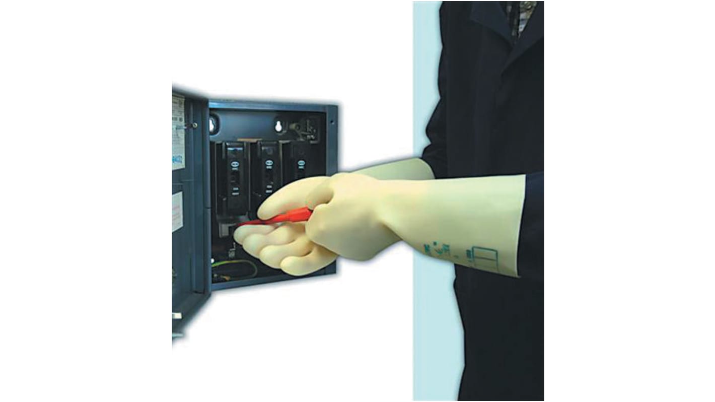 Polyco Healthline Electricians Gloves Yellow Latex Electrical Protection Electrical Insulating Gloves, Size 9, Latex