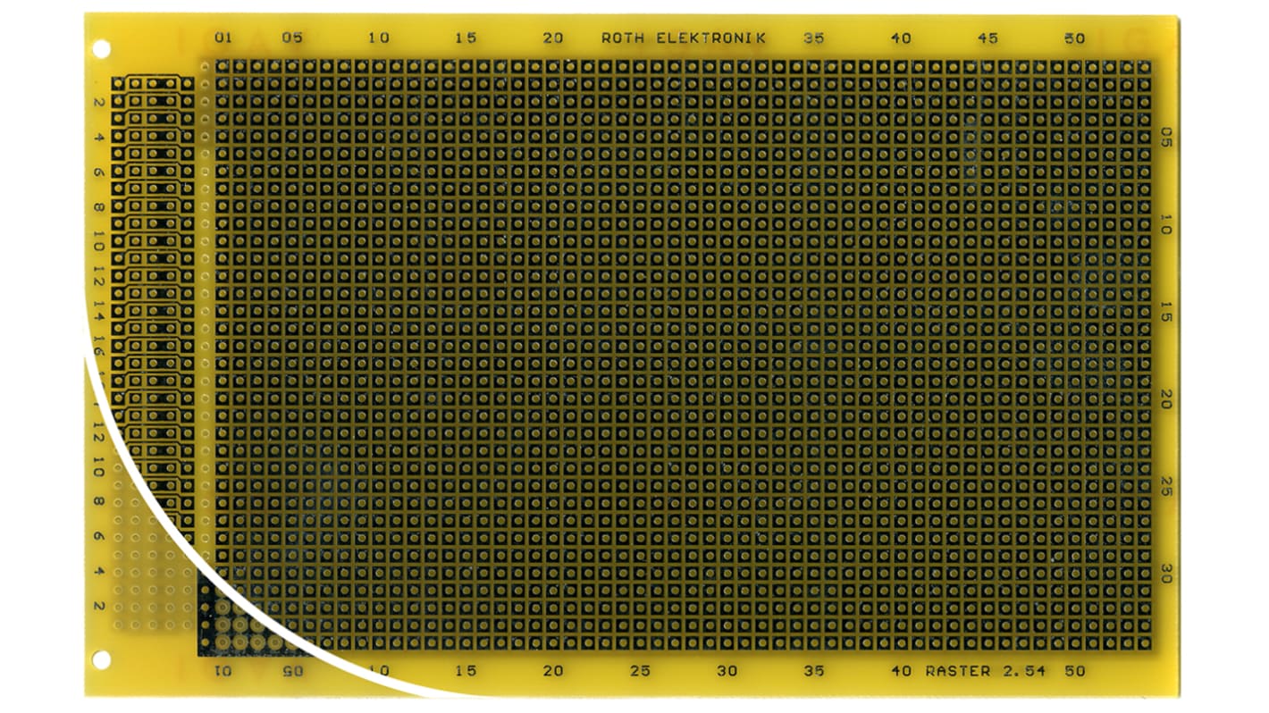 Roth Elektronik Double Sided Matrix Board FR4 With 34 x 54 1mm Holes, 2.54 x 2.54mm Pitch, 160 x 100 x 1.5mm