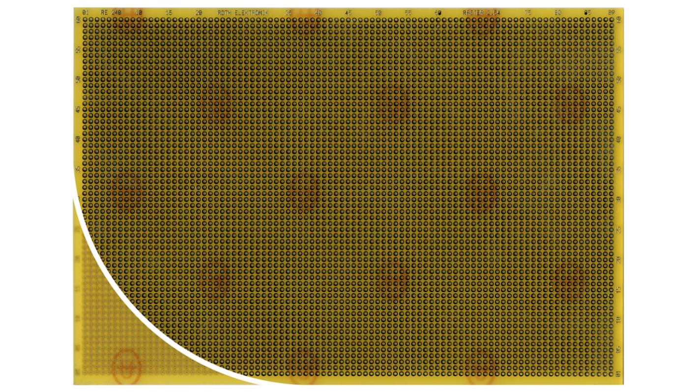 RE240-LF, Enkeltsidet Matrixkort FR4 med 61 x 87 1mm Huller, 2.54 x 2.54mm Hulafstand, 233.4 x 160 x 1.5mm